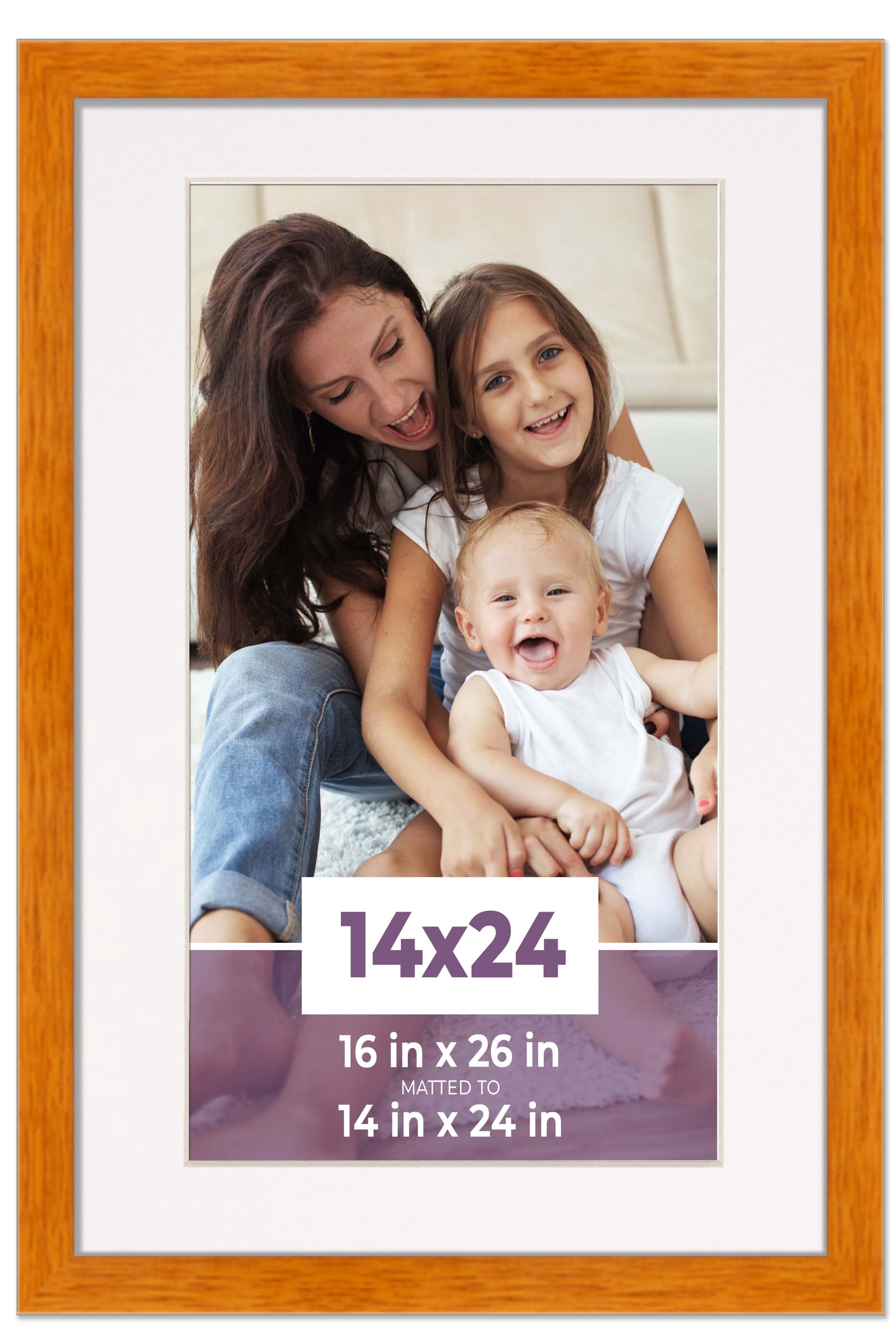 14x24 Frame Honey Pecan With White Picture Mat For 14x24 Photo - Honey ...
