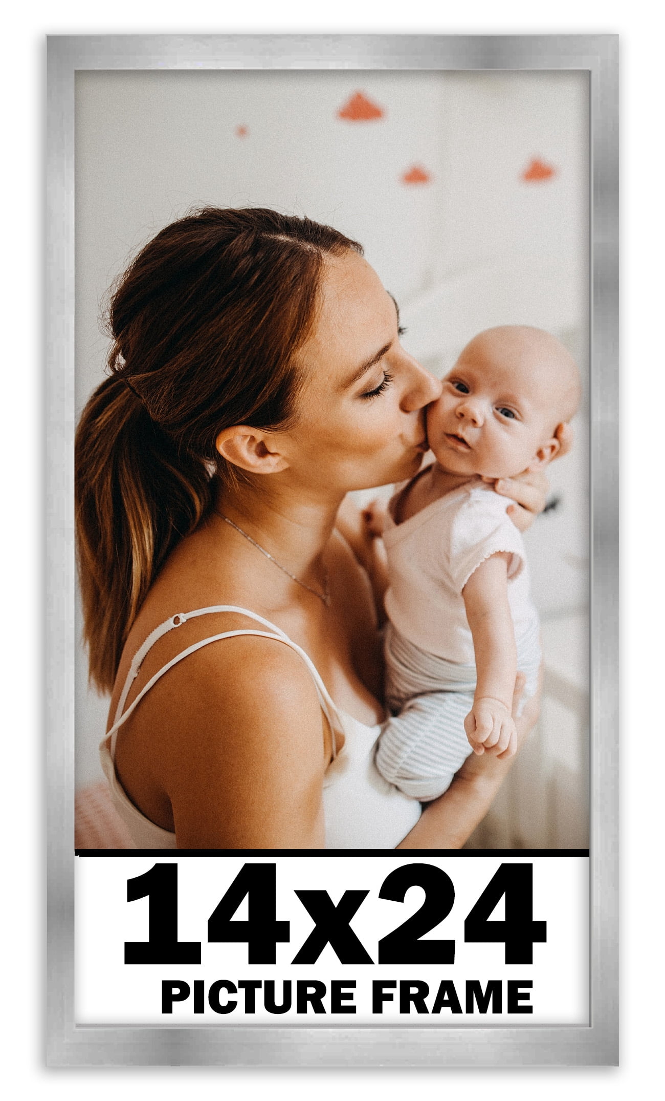 14x24 Frame Silver Stainless Steel Solid Wood Picture Frame | 0.75 Inch ...