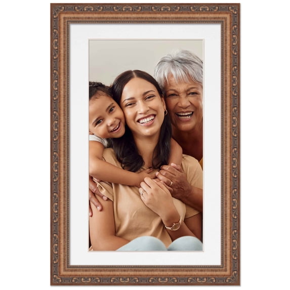 14x24 Frame with Mat - Antique Gold 16x26 Frame Wood Made to Display Print or Poster Measuring 14 x
