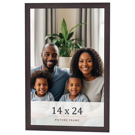 14x24 Rustic Brown Real Wood Picture Frame Width 0.75 inches | Interior Frame Depth 0.5 inches |