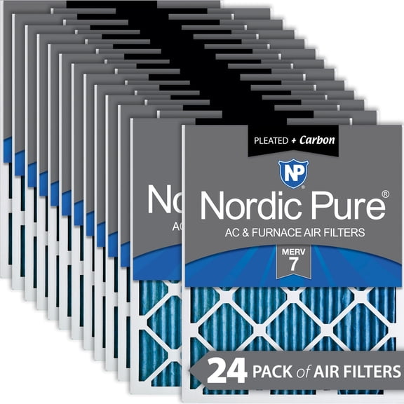 14x24x1 (13_3/4x23_3/4) Pleated Air Filters MERV 7 Plus Carbon 24 Pack
