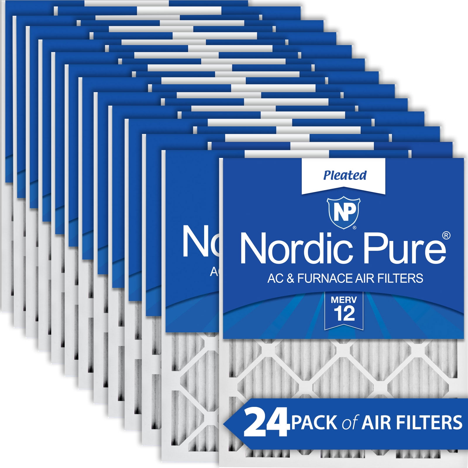 Nordic Pure 14x25x1 Pleated Air Filter – MERV 14 Plus Carbon, 3-Pack, Actual Size 13.5" X 24.5" X 0.75", Electrostatic Charged, Activated Carbon For Odor Control, MPR 2800 Equivalent