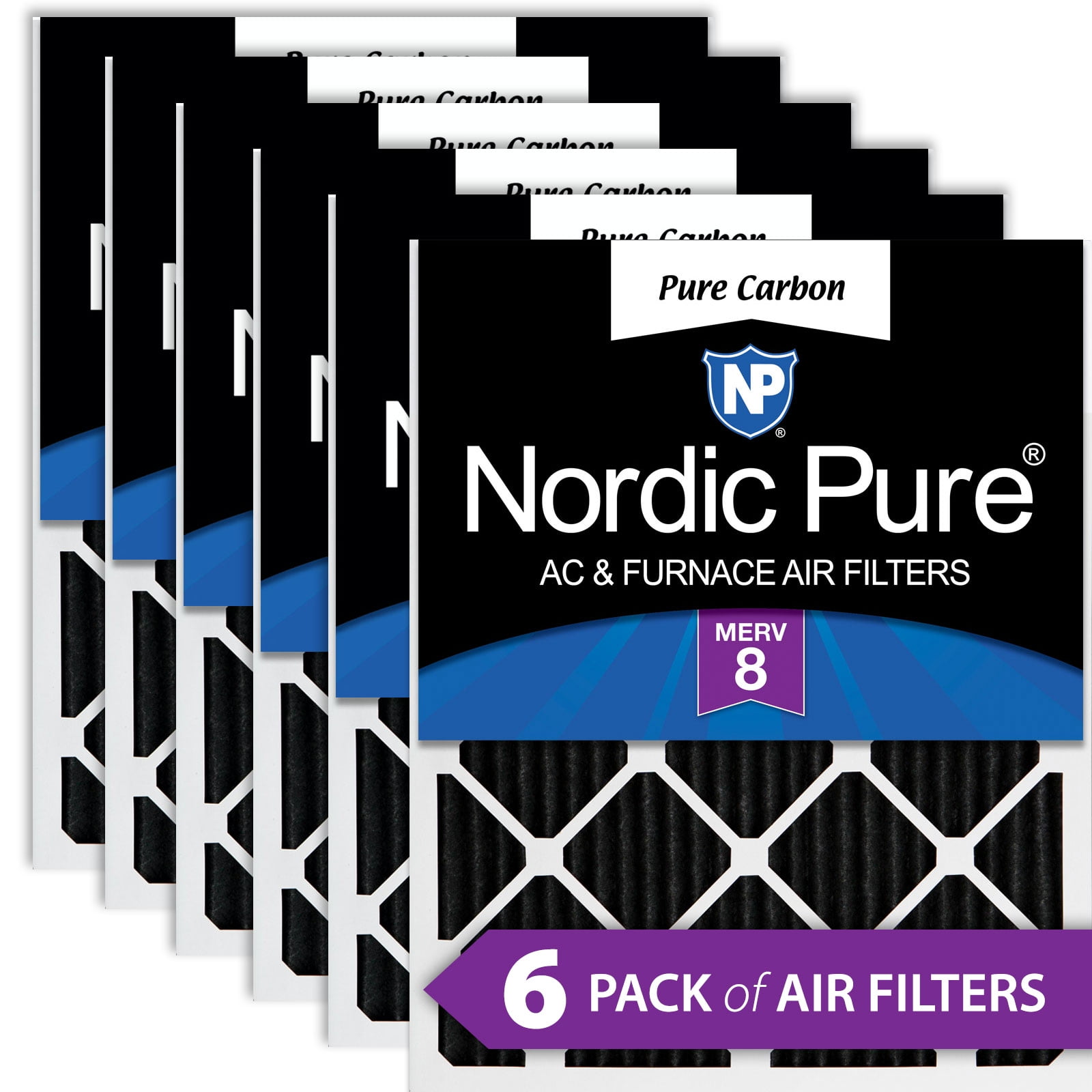 14x24x1 Pure Carbon Odor Reduction Furnace Air Filters 6 Pack