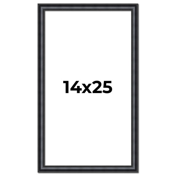 14x25 Frame Black Real Wood Picture Frame Width 1.25 inches | Interior Frame Depth 0.5 inches |