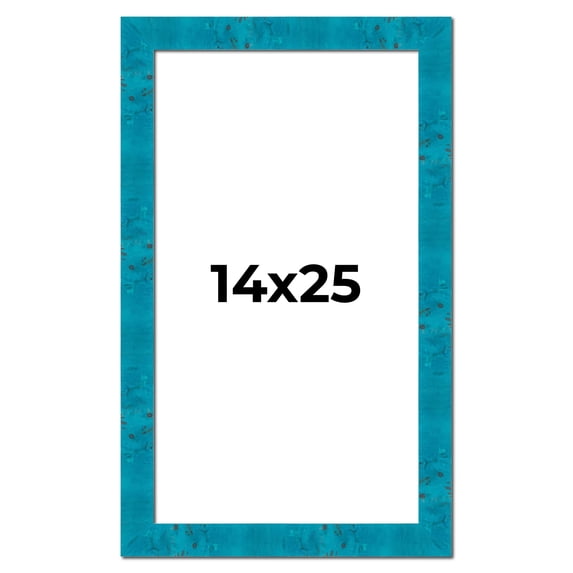 14x25 Frame Blue Teal Burl Wood Picture Frame | 1.75 Inch Moulding Width | Interior Frame Depth 0.5