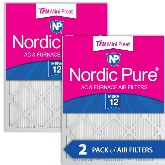 14x25x1 (13_1/2x24_1/2) Nordic Pure Tru Mini Pleat MERV 12 Air Filters 2 Pack