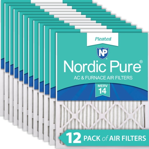 14x25x1 (13_1/2x24_1/2) Pleated MERV 14 Air Filters 12 Pack