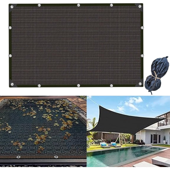 14x26 FT Pool Leaf Net Cover for Inground Pools, Rectangle Pool Net Cover for Above Ground Pools, Swimming Pool Accessories, Multi-Function Sun Shade for Patio, Garden