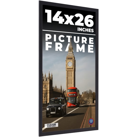 14x26 Frame Black Real Wood Picture Frame Width 0.75 inches | Interior Frame Depth 0.5 inches |