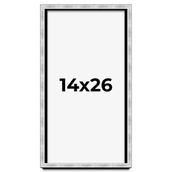 14x26 Frame Brushed Silver Solid Wood Picture Frame | 0.75 Inch Moulding Width | Rabbet Depth 0.75