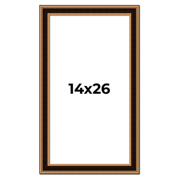 14x26 Frame Gold Brown Plein Air Vintage Solid Wood Picture Frame | 1.75 Inches Moulding Width |