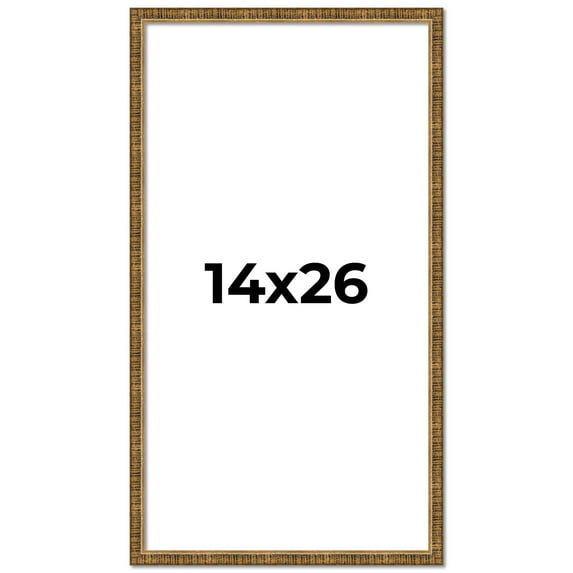 14x26 Frame Gold Kingsley Distressed Solid Wood Picture Frame Width 0.75 Inches | Interior Frame