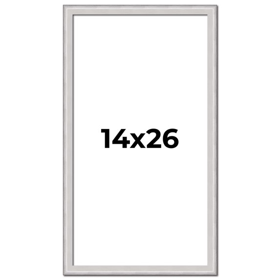 14x26 Frame Silver Inner Slope Bevel Picture Frame | 1 Inch Moulding Width | 0.75 Inch Rabbet Depth