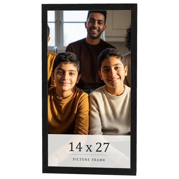 14x27 Frame Black Charcoal Grey Wood Textured Picture Frame | 0.75 Inch Moulding Width | Gunmetal