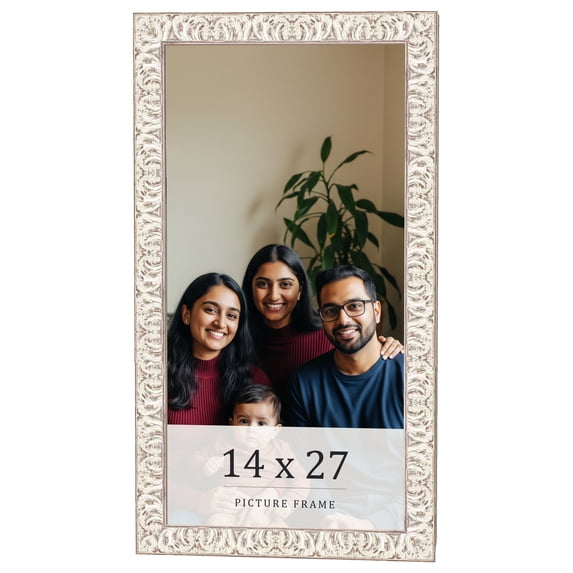 14x27 Frame White Real Wood Picture Frame Width 1.5 inches | Interior Frame Depth 0.5 inches |