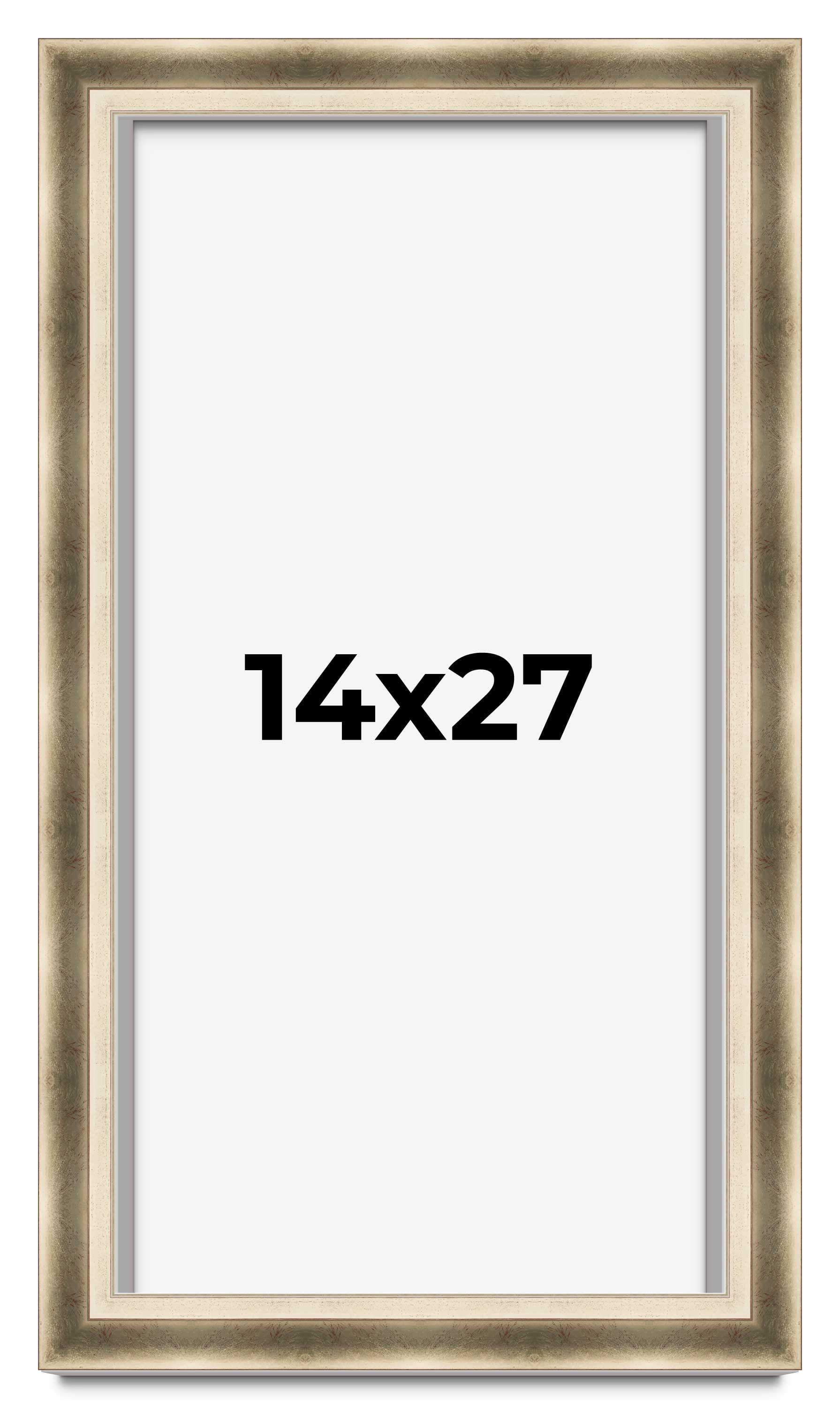 14x27 Shadow Box Frame Silver | 1.75 inches Deep Real Wood Traditional ...