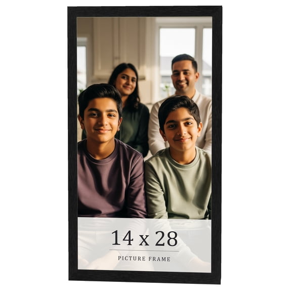 14x28 Frame Black Charcoal Grey Wood Textured Picture Frame | 0.75 Inch Moulding Width | Gunmetal