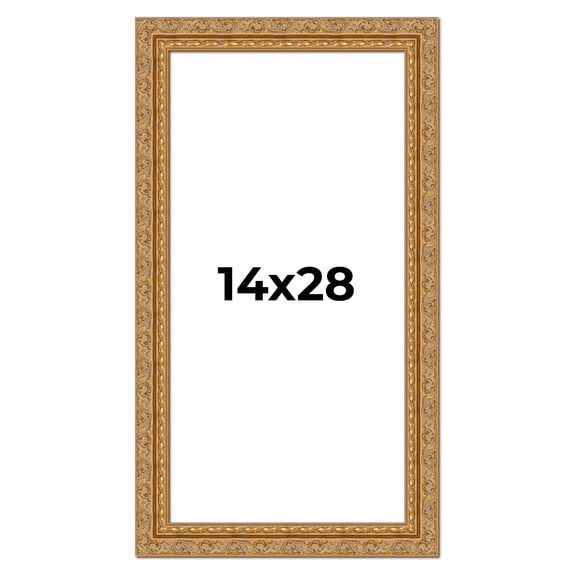 14x28 Frame Gold Ornate Solid Wood Picture Frame | 2 Inch Moulding Width | Firman Traditional Photo