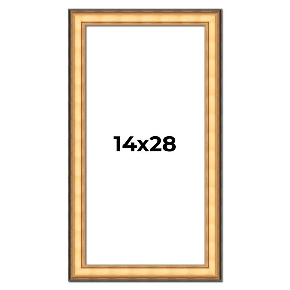14x28 Frame Gold Plein Aire Solid Wood Picture Frame Width 2 Inches | Interior Frame Depth 0.5