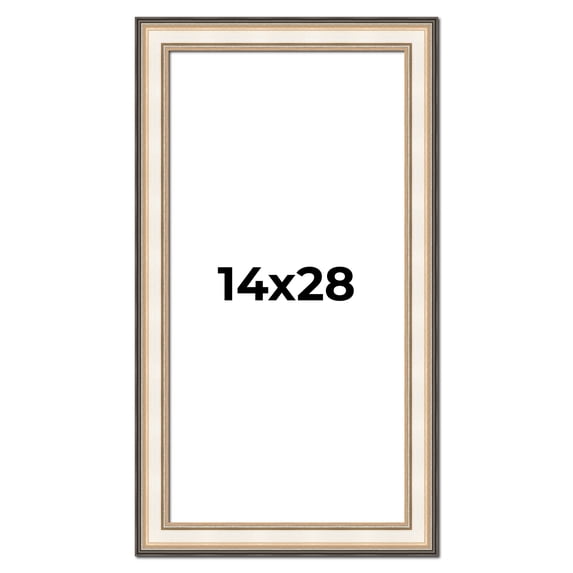 14x28 Frame Gold Silver Plein Aire 2" Inch Wide Moulding Solid Wood Picture Frame | Modena