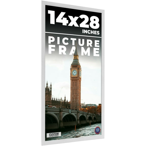 14x28 Frame White Real Wood Picture Frame Width 0.75 inches | Interior Frame Depth 0.5 inches |