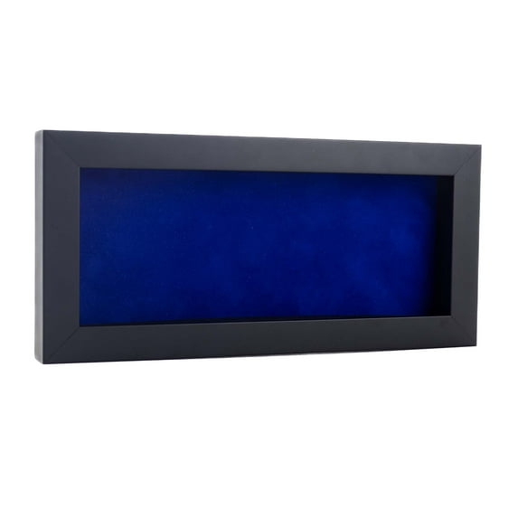 14x28 Shadow Box Frame Black Wood | With a 3/4" Usable Display Depth | Includes a Royal Blue Real