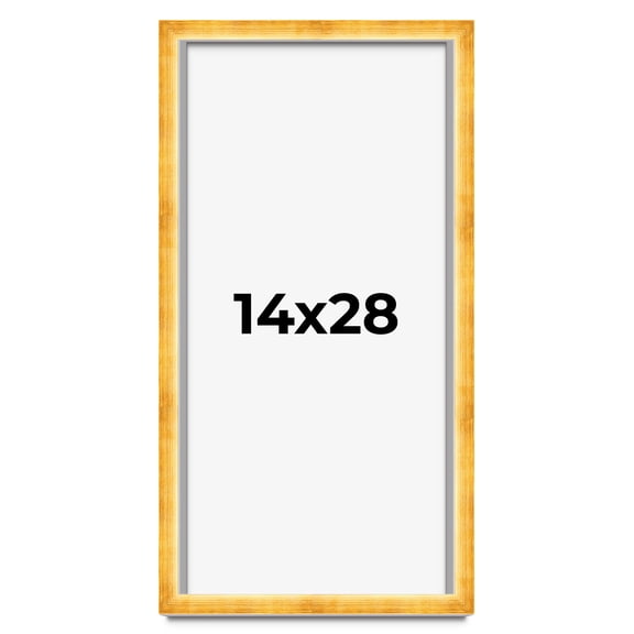 14x28 Shadow Box Frame Gold | 1.625 Inches Deep Real Wood Traditional Shadowbox Display Frame | UV