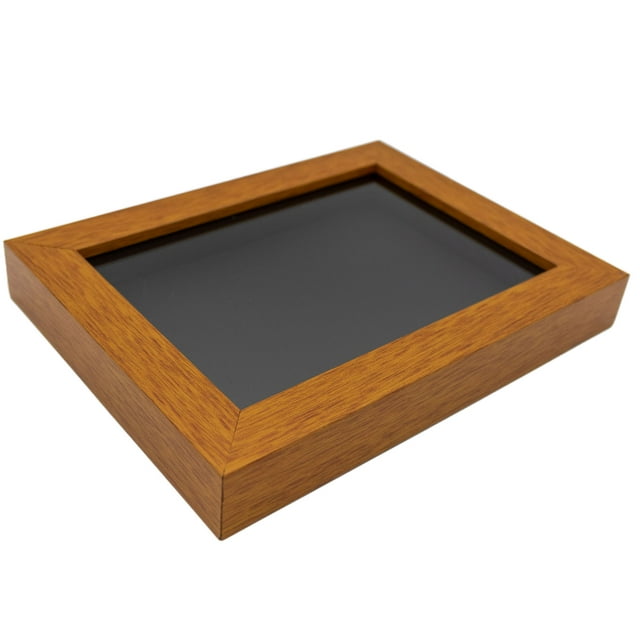 14x28 Shadow Box Frame Light Brown Real Wood with a Black Acid-Free Backing | 3/4" of Usuable Depth
