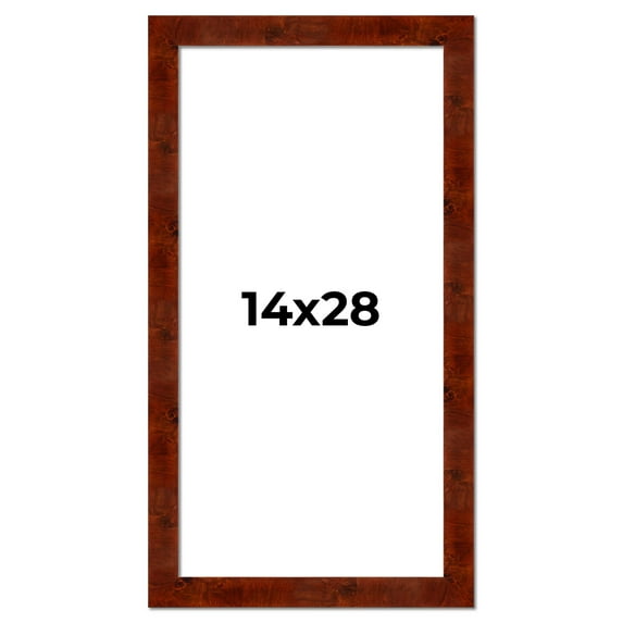 14x28 Walnut Brown Veneer Real Wood Picture Frame Width 1.75 inches | Interior Frame Depth 0.5