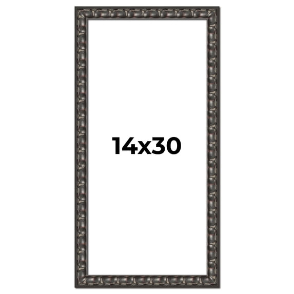 14x30 Frame Black-Brown Medieval Solid Wood Picture Frame | 1.5 Inch Moulding Width | Gotham