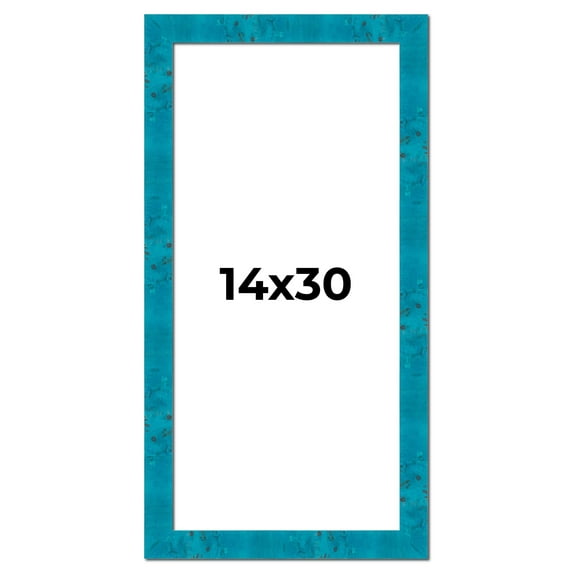 14x30 Frame Blue Teal Burl Wood Picture Frame | 1.75 Inch Moulding Width | Interior Frame Depth 0.5