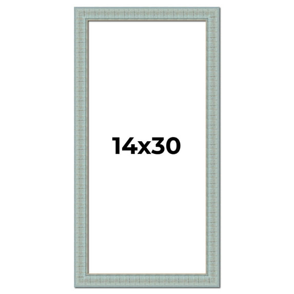 14x30 Frame Blue Teal Distressed Solid Wood Picture Frame | 1.625 Inch Moulding Width | Sonoma Blue