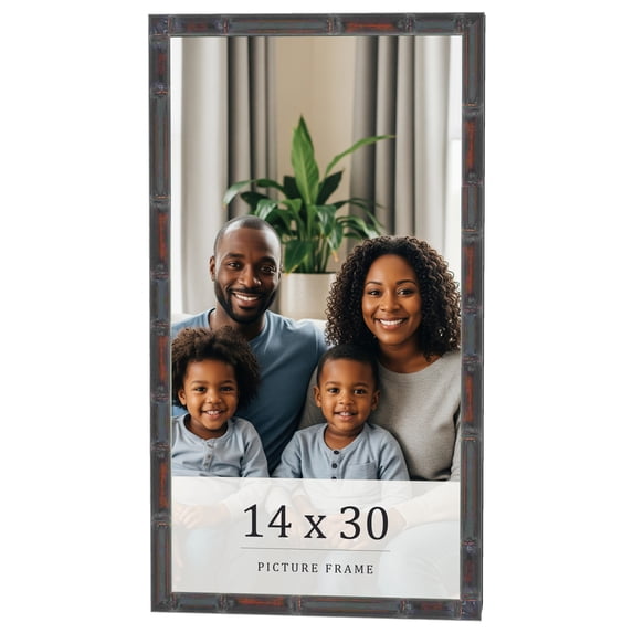 14x30 Frame Brown Bamboo with Dark Coffee/Walnut Finish | Solid Wood Picture Frame Width 0.75