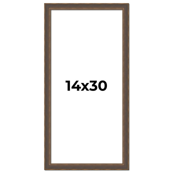 14x30 Frame Golden Caramel Solid Wood Bronze Picture Frame | 1.25 Inch Moulding Width | 0.5 Inch