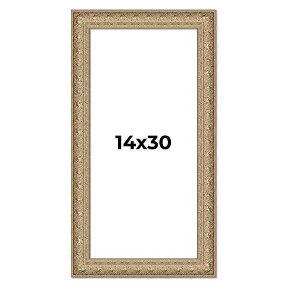 14x30 Frame Ornate Silver Beaded Solid Wood Picture Frame Width 2.5 Inches | Interior Depth 1
