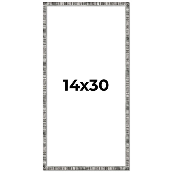 14x30 Frame Silver Grey Distressed Solid Wood Picture Frame | 0.75 Inch Moulding Width | Interior