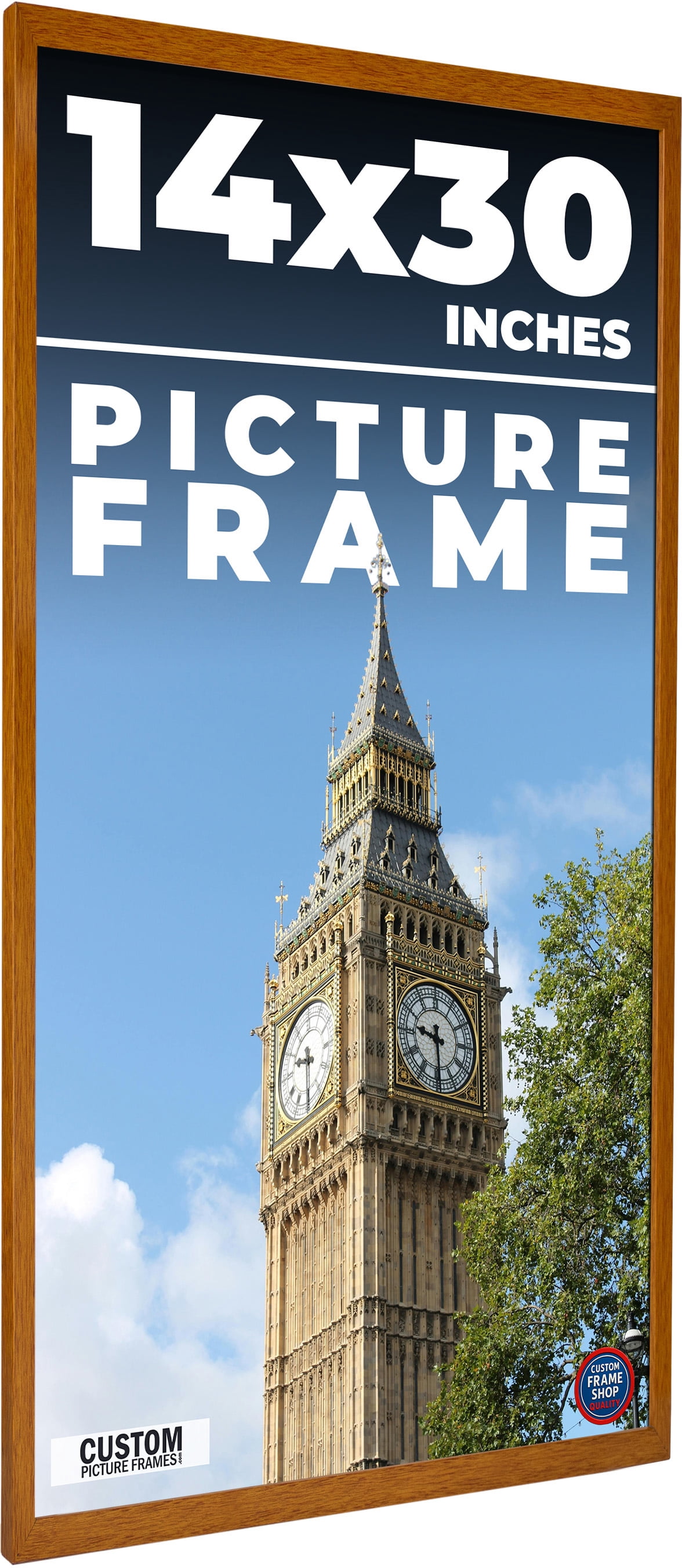 Frame 14x30 14x30 Honey Brown Real Wood Picture Frame Width 0.75 inches | Interior ...