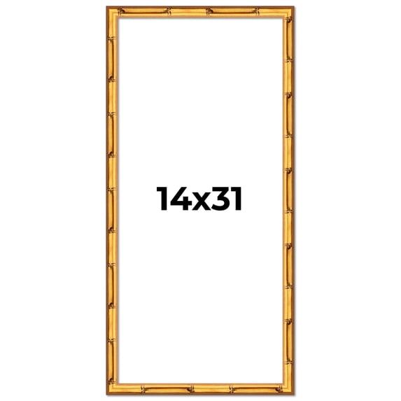 14x31 Frame Gold Bamboo Solid Wood Picture Frame | 1 Inch Moulding Width | Interior Frame Depth