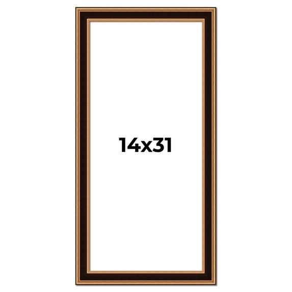 14x31 Frame Gold Brown Plein Air Vintage Solid Wood Picture Frame | 1.75 Inches Moulding Width |