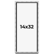 14x32 Frame Brushed Silver Solid Wood Picture Frame | 0.75 Inch Moulding Width | Rabbet Depth 0.75