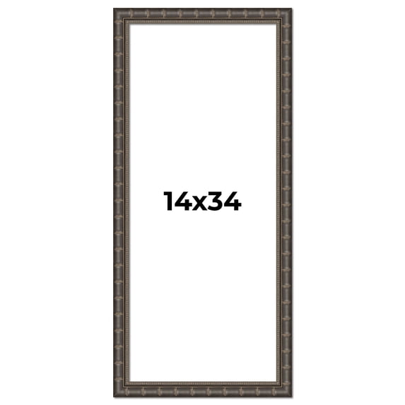 14x34 Frame Black Bamboo Solid Wood Picture Frame Width 1.5 Inches | Interior Frame Depth 0.5
