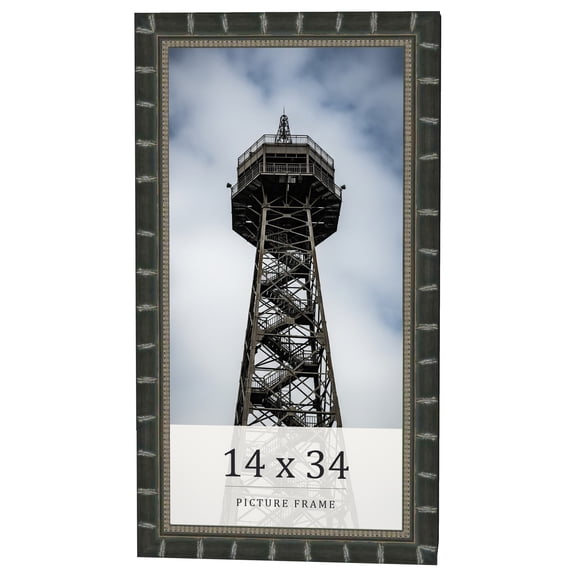 14x34 Frame Black Bamboo Solid Wood Picture Frame Width 1.5 Inches | Interior Frame Depth 0.5