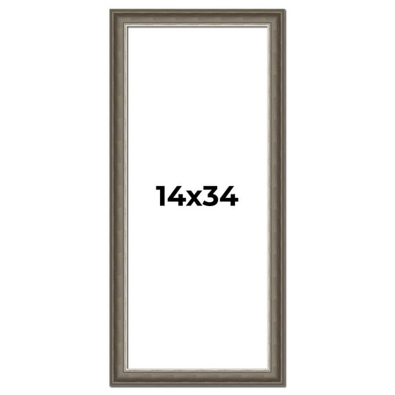 14x34 Frame Brown Solid Wood Picture Frame | 1.75 Inch Moulding Width | Austin Frame Complete with