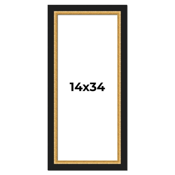 14x34 Frame Gold Real Wood Picture Frame Width 2.25 Inches | Interior Frame Depth 0.5 Inches |