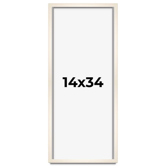 14x34 Frame White Wash Solid Wood Picture Frame | 0.75 Inch Moulding Width | Includes UV Acrylic