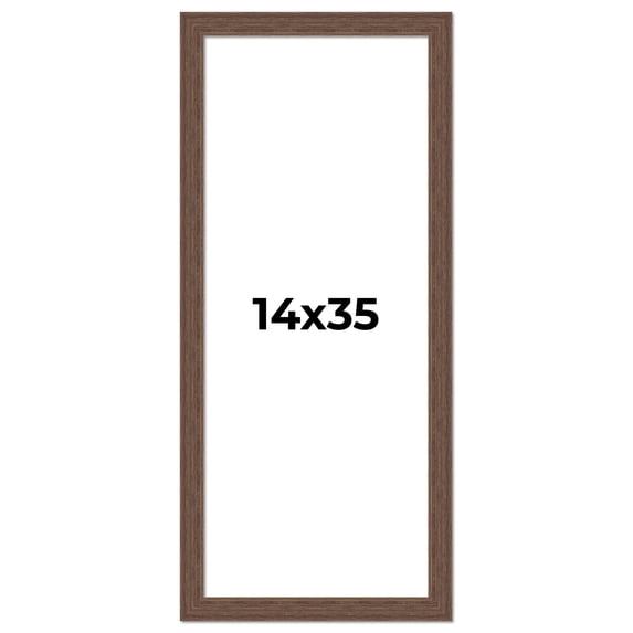 14x35 Frame Brown Farmhouse Solid Wood Picture Frame Width 1.5 Inches | Interior Frame Depth 0.5