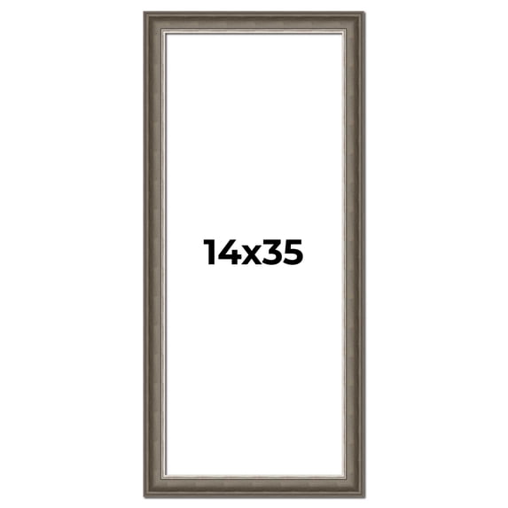 14x35 Frame Brown Solid Wood Picture Frame | 1.75 Inch Moulding Width | Austin Frame Complete with