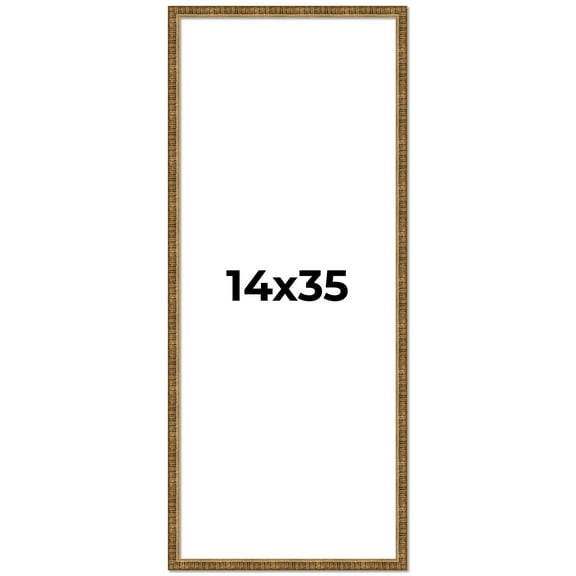 14x35 Frame Gold Kingsley Distressed Solid Wood Picture Frame Width 0.75 Inches | Interior Frame