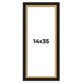 thumbnail image 1 of 14x35 Frame Gold Real Wood Picture Frame Width 2.25 Inches | Interior Frame Depth 0.5 Inches |, 1 of 8