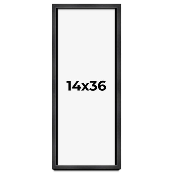 14x36 - 14 x 36 Charcoal Flat Solid Wood Frame with UV Framer's Acrylic & Foam Board Backing -